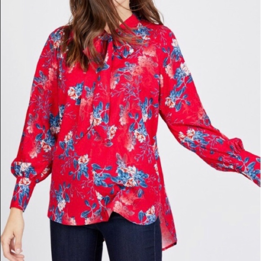 French Connection Poet Bow Blouse
